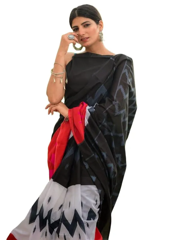 Black_Cotton_Block_Prints_Saree_For_Women