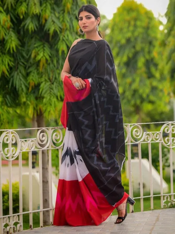 Black_Cotton_Block_Prints_Saree_For_Women