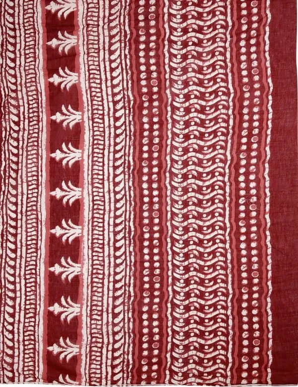 Maroon_Cotton_Block_Prints_Saree_For_Women