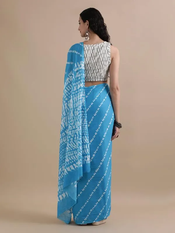 Sky_Blue_Cotton_Block_Prints_Saree_For_Women
