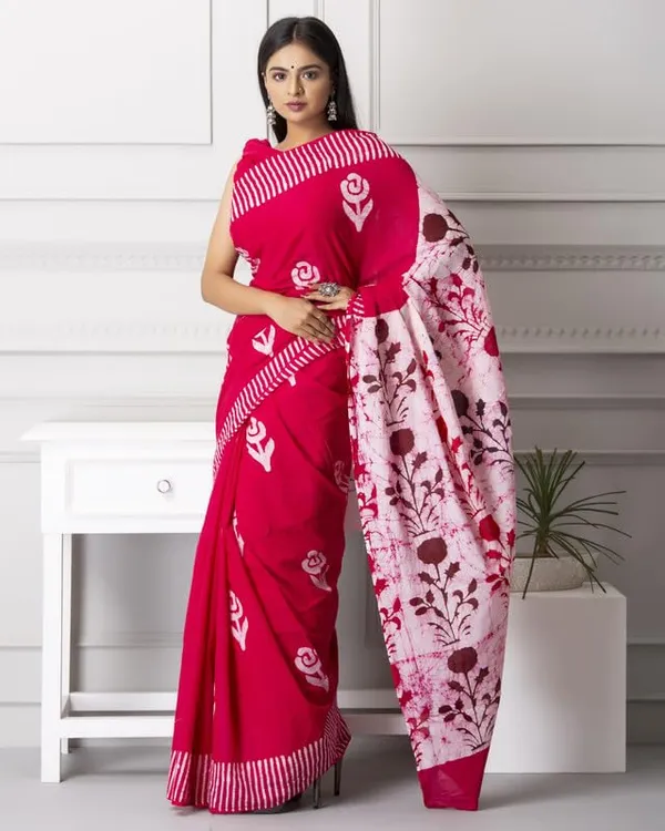 Pink_Cotton_Block_Prints_Saree_For_Women