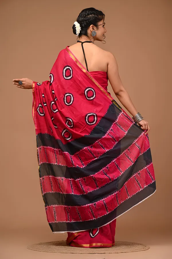 Pink_Shibori__Pure_Cotton_Mulmul_Zari_Border_Saree_with_Blouse