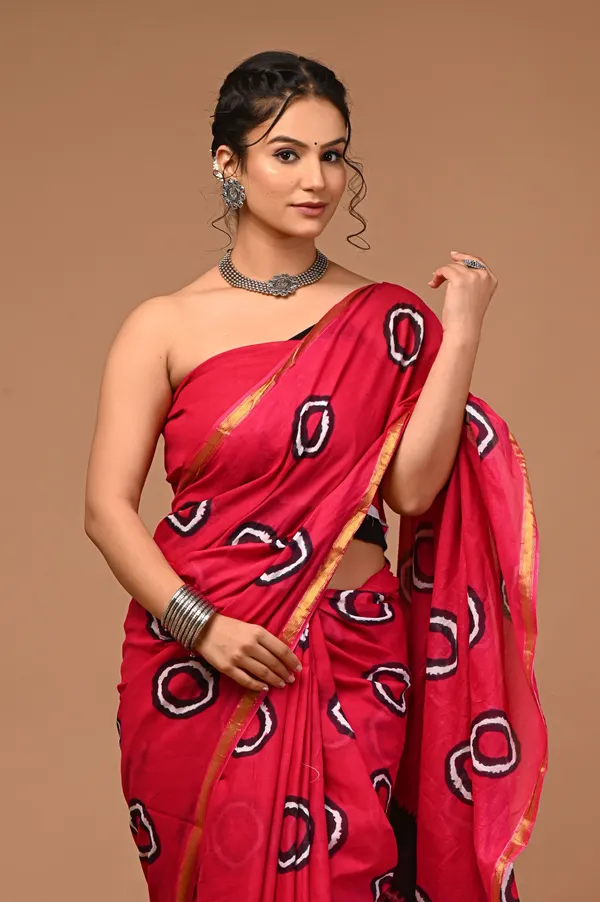 Pink_Shibori__Pure_Cotton_Mulmul_Zari_Border_Saree_with_Blouse