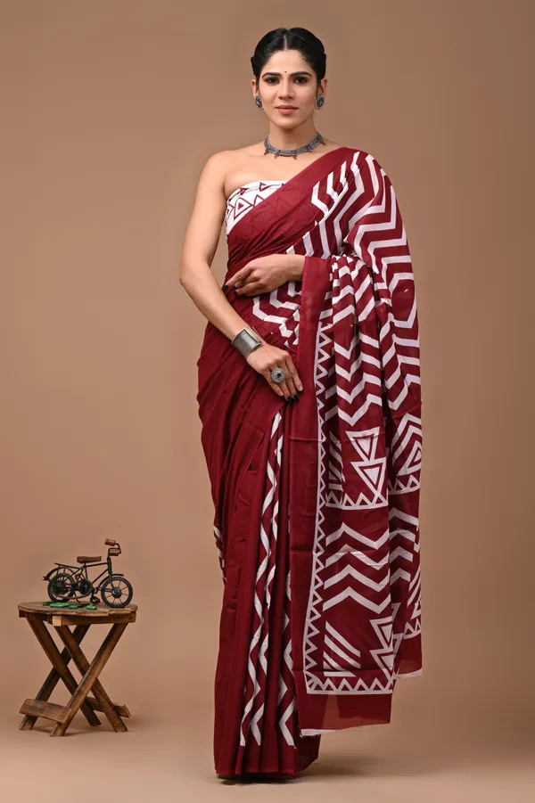 Printed_Pure_Cotton_Mulmul_Saree_with_Blouse