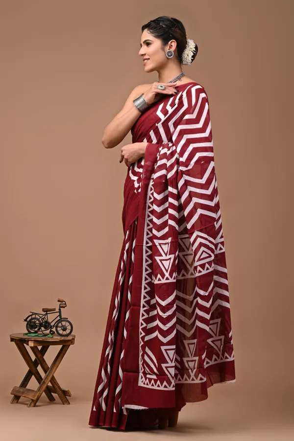 Printed_Pure_Cotton_Mulmul_Saree_with_Blouse