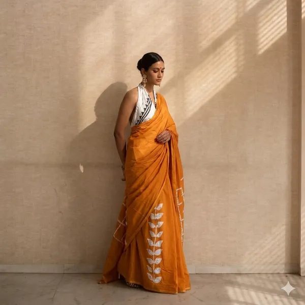 Musturd_Cotton_Block_Prints_Saree_For_Women