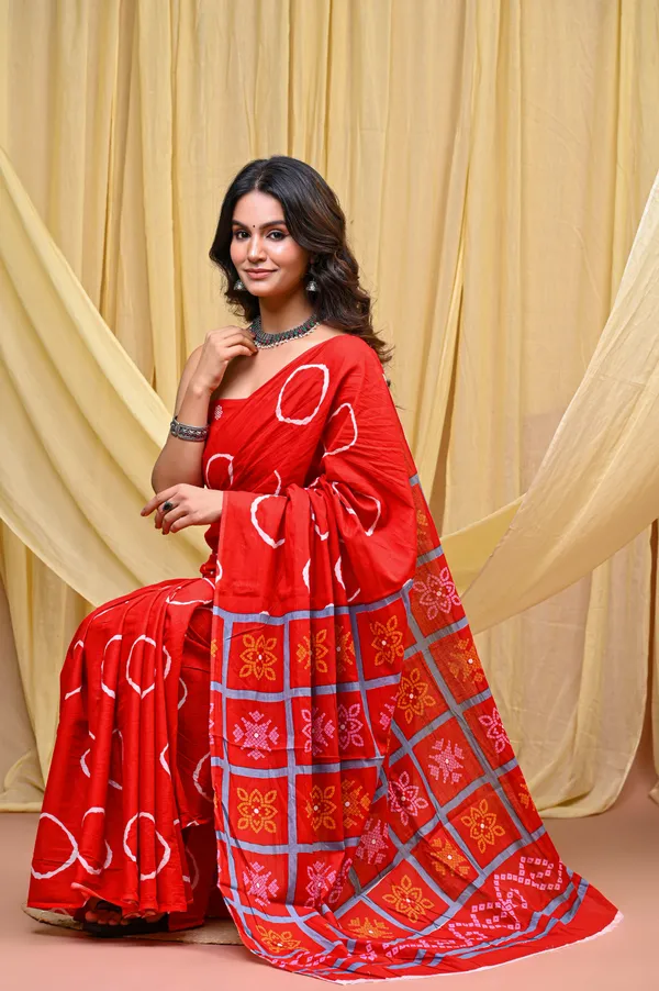 Red_Mulmul_Cotton_Saree_for_Women_With_Blouse_Piece_|_Soft_Cotton_Sari_for_Women_(Shibori)