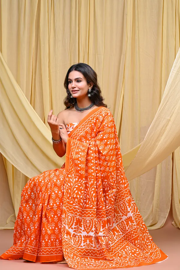 Orange_Mulmul_Cotton_Saree_for_Women_With_Blouse_Piece_|_Soft_Cotton_Sari_for_Women_(Trishul)