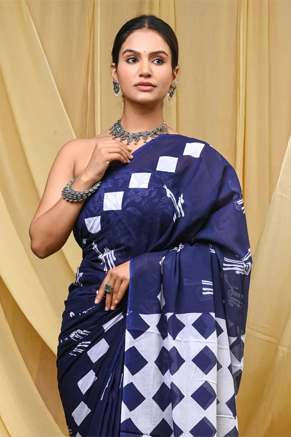 Navy_Blue_Mulmul_Cotton_Saree_for_Women_With_Blouse_Piece_|_Soft_Cotton_Sari_for_Women_(Camel)
