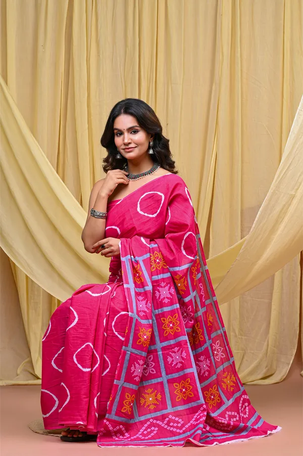 Pink_Mulmul_Cotton_Saree_for_Women_With_Blouse_Piece_|_Soft_Cotton_Sari_for_Women_(Shibori)