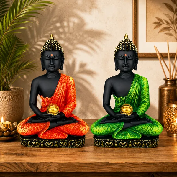 Pack_Of_2_Red_And_Green_Buddha_Statue__|_For_Home_&_Decor