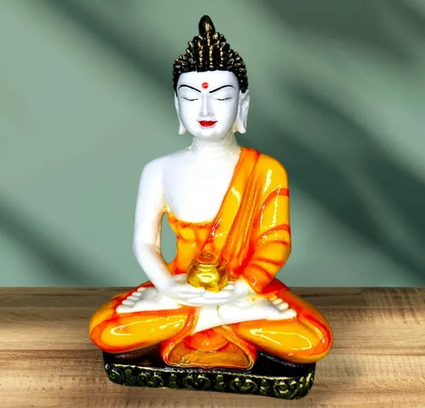 Pack_Of_2_Black_And_Orange_Buddha_Statue_Idol__|_For_Home_&_Decor