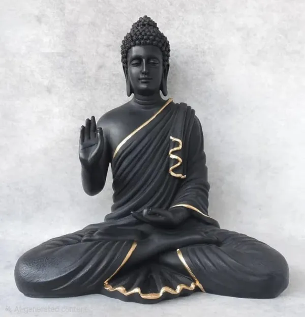 Pack_Of_2_Black_And_Orange_Buddha_Statue_Idol__|_For_Home_&_Decor