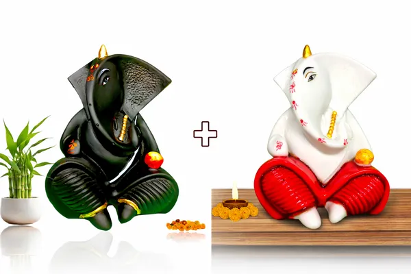 Pack_Of_2_Black_And_Red_Ganesha_Idol_Statue_|_For_Home_&_Decor
