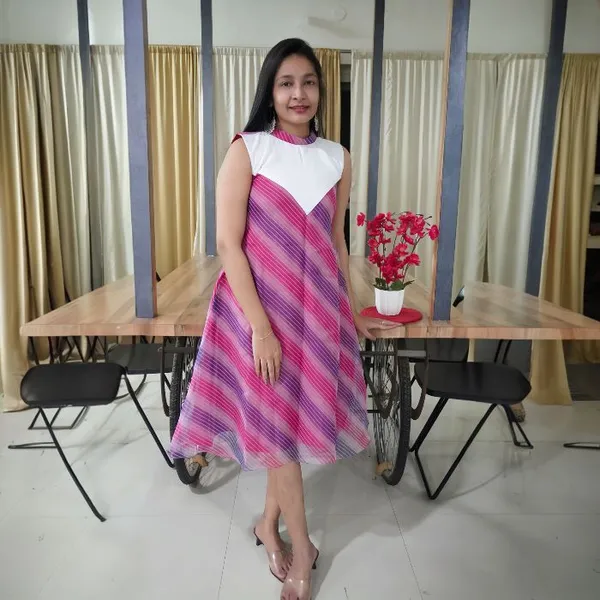 Pink_Organza_A-Line_Frock_For_Women