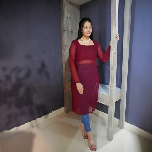 Maroon_Chic_Georgette_Stylish_Kurta_For_Women