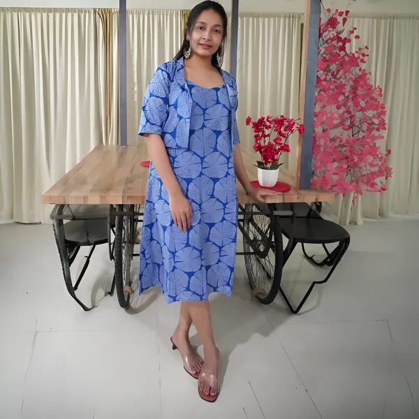 Blue_Graceful_Flared_kurta_With_Matching_Jacket_For_Women