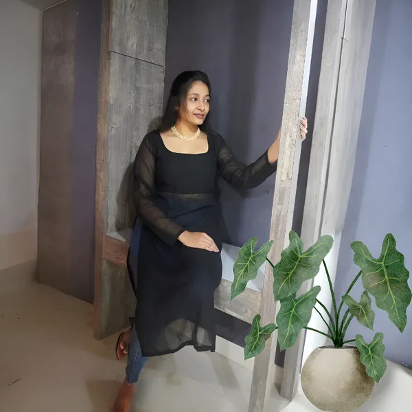 Black_Chic_Georgette_Stylish_Kurta_For_Women