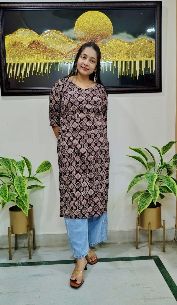 Black_Ajrakh_Print_Cotton_Kurti_For_Women