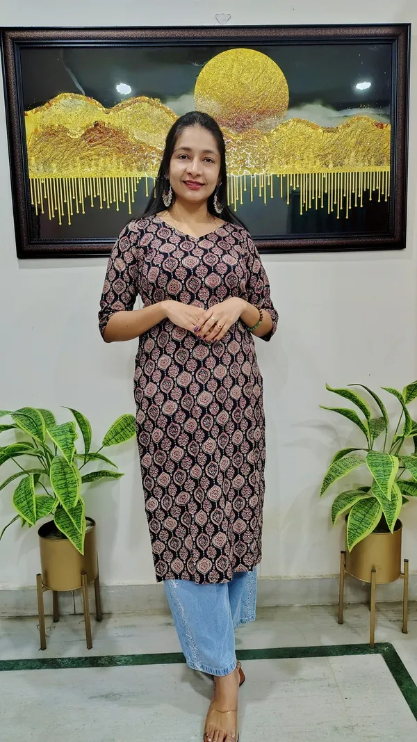 Black_Ajrakh_Print_Cotton_Kurti_For_Women