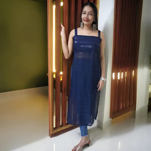Blue_Graceful_Sheer_Sleeveless_Georgette_Kurta_For_Women