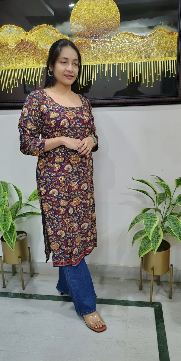 Blue_Kalamkari-Print_Full_Sleeves_Cotton_Kurta_For_Women