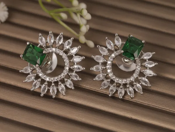 Green_Alloy_Stud_Earrings_For_Women