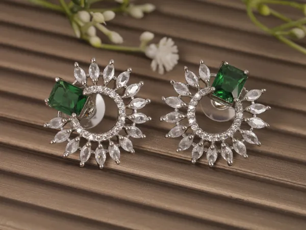 Green_Alloy_Stud_Earrings_For_Women