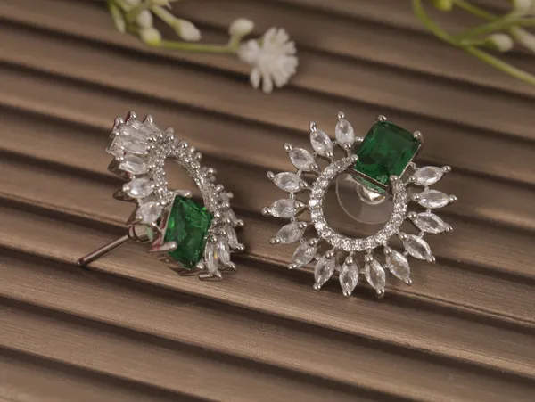 Green_Alloy_Stud_Earrings_For_Women