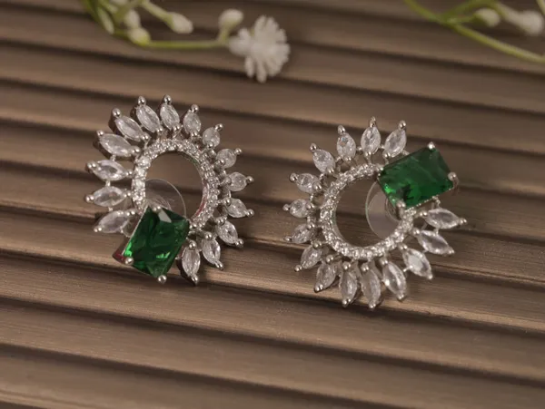 Green_Alloy_Stud_Earrings_For_Women