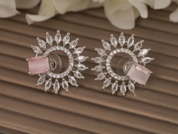 Pink_Alloy_Stud_Earrings_For_Women