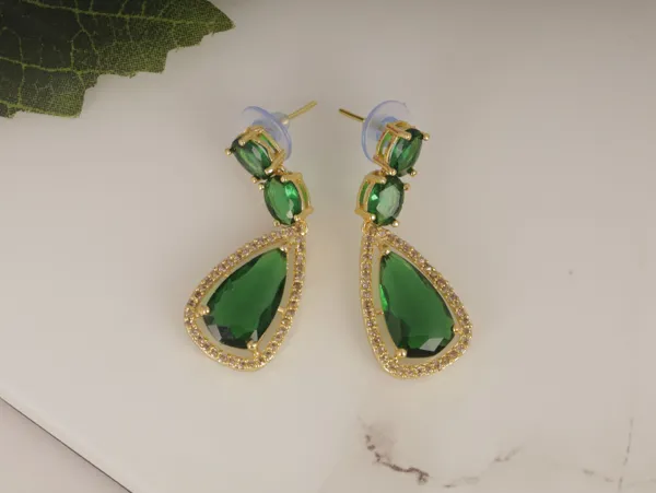 Green_Alloy_Stud_Earrings_For_Women
