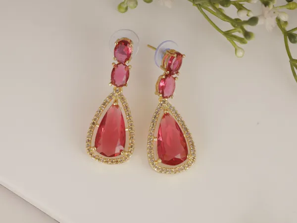 Red_Alloy_Stud_Earrings_For_Women
