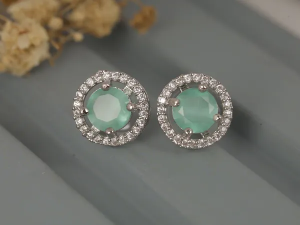 Green_Alloy_Stud_Earrings_For_Women