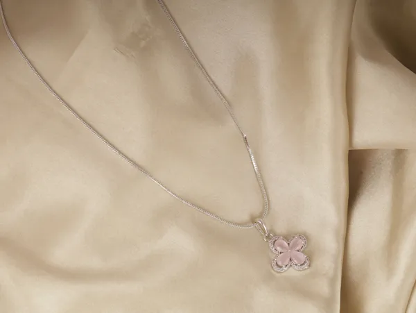 Pink_Stainless_Steel_Chain_With_Charm_Pendant_Crystal_Set