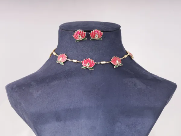 Red_Brass_Earring_&_Necklace_Jewellery_Set