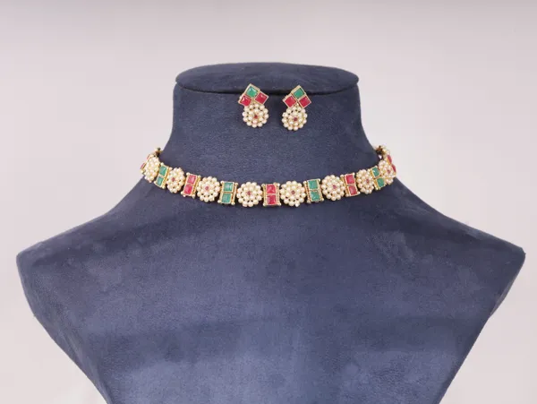 Red_Brass_Earring_&_Necklace_Jewellery_Set