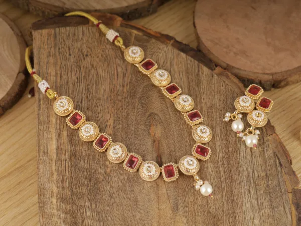 Red_Brass_Earring_&_Necklace_Jewellery_Set