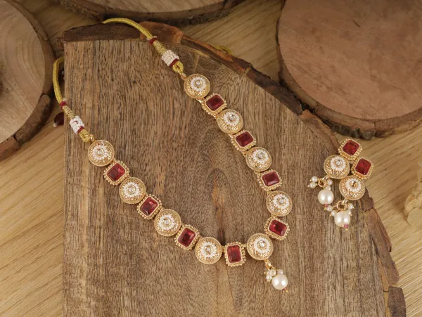 Red_Brass_Earring_&_Necklace_Jewellery_Set