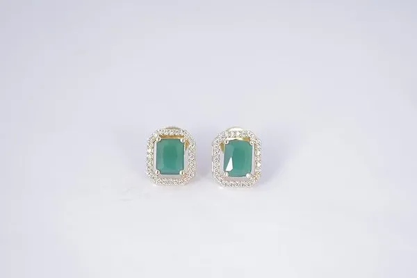 Green_Crystal_Brass_Stud_Earrings