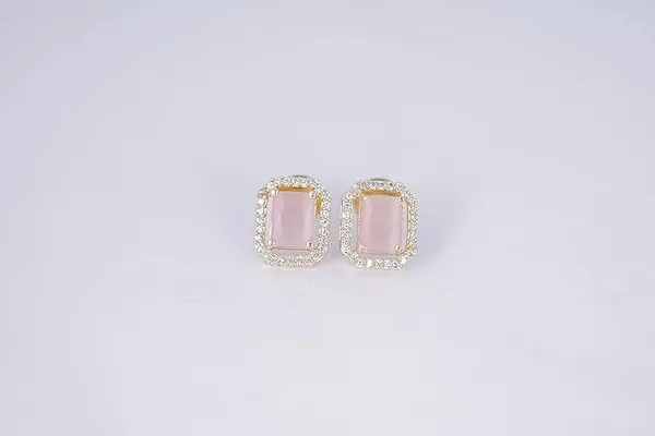 Pink_Earrings_Girls_&_Crystal_Brass_Stud_Earrings