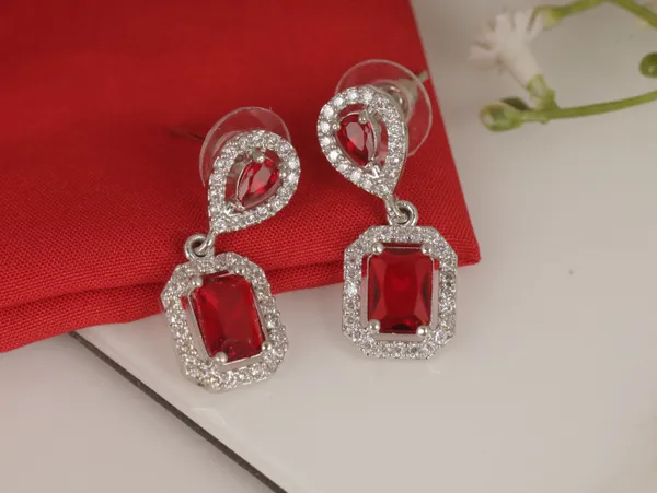 Red_Alloy_Stud_Earrings_For_Women