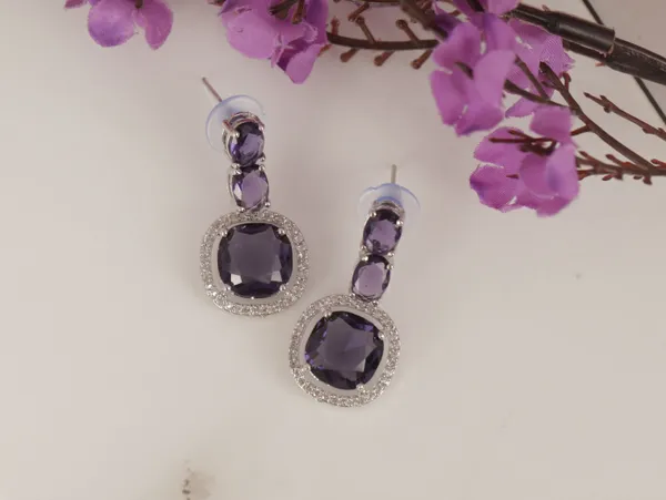 Purple_Alloy_Stud_Earrings_For_Women