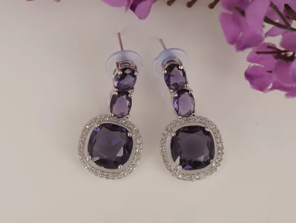 Purple_Alloy_Stud_Earrings_For_Women