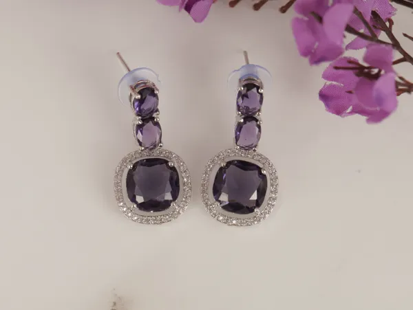Purple_Alloy_Stud_Earrings_For_Women