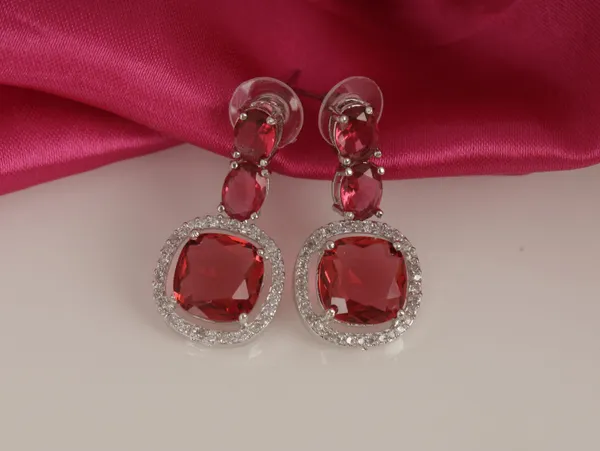 Red_Alloy_Stud_Earrings_For_Women