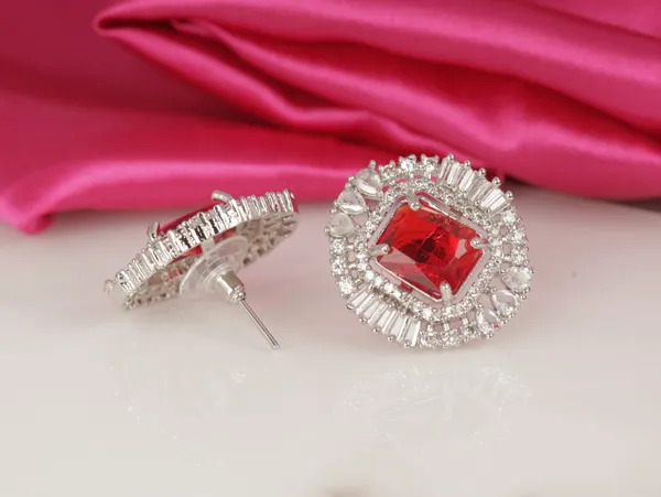 Red_Alloy_Stud_Earrings_For_Women