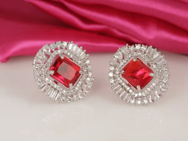 Red_Alloy_Stud_Earrings_For_Women