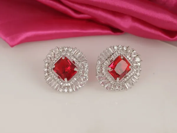 Red_Alloy_Stud_Earrings_For_Women