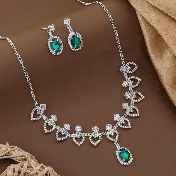 Green_&_Silver_Zinc_Earring_&_Necklace_Jewellery_Set